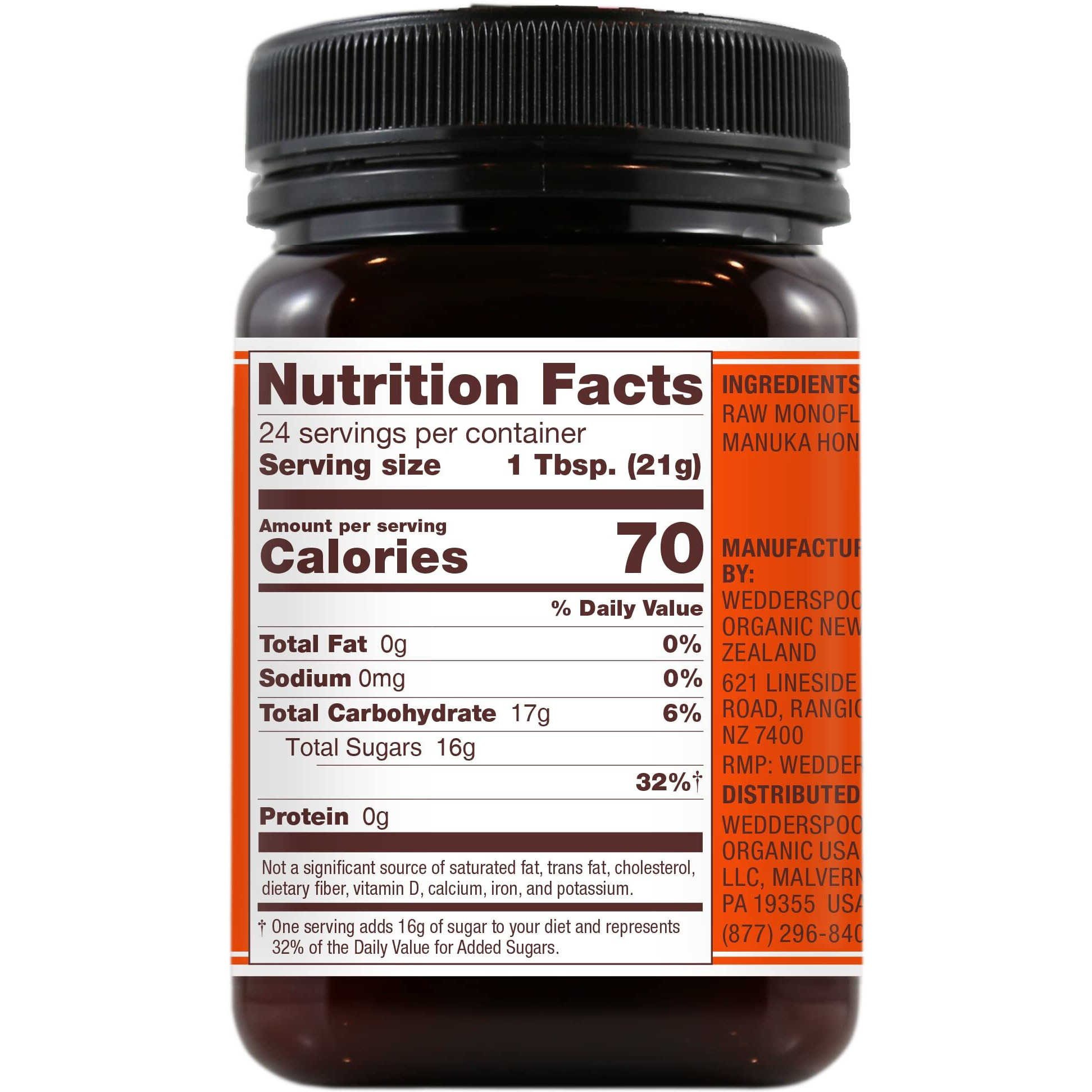 Wedderspoon Raw Premium Manuka Honey, Kfactor 16, 17.6 Oz, Unpasteurized, Genuine New Zealand Honey, Traceable From Our Hives To Your Home