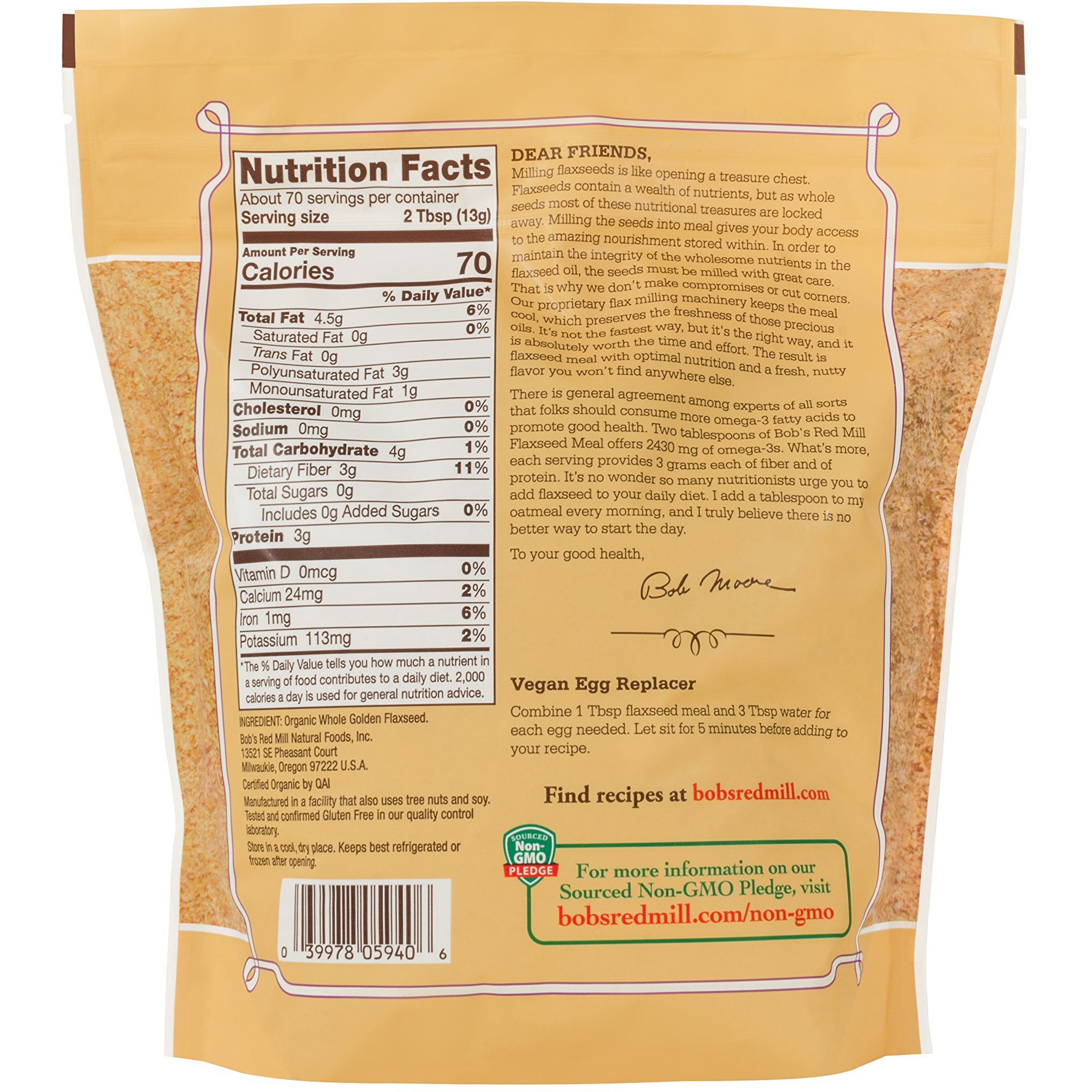Bobs Red Mill Flaxseed Meal Golden Organic, 32 Oz