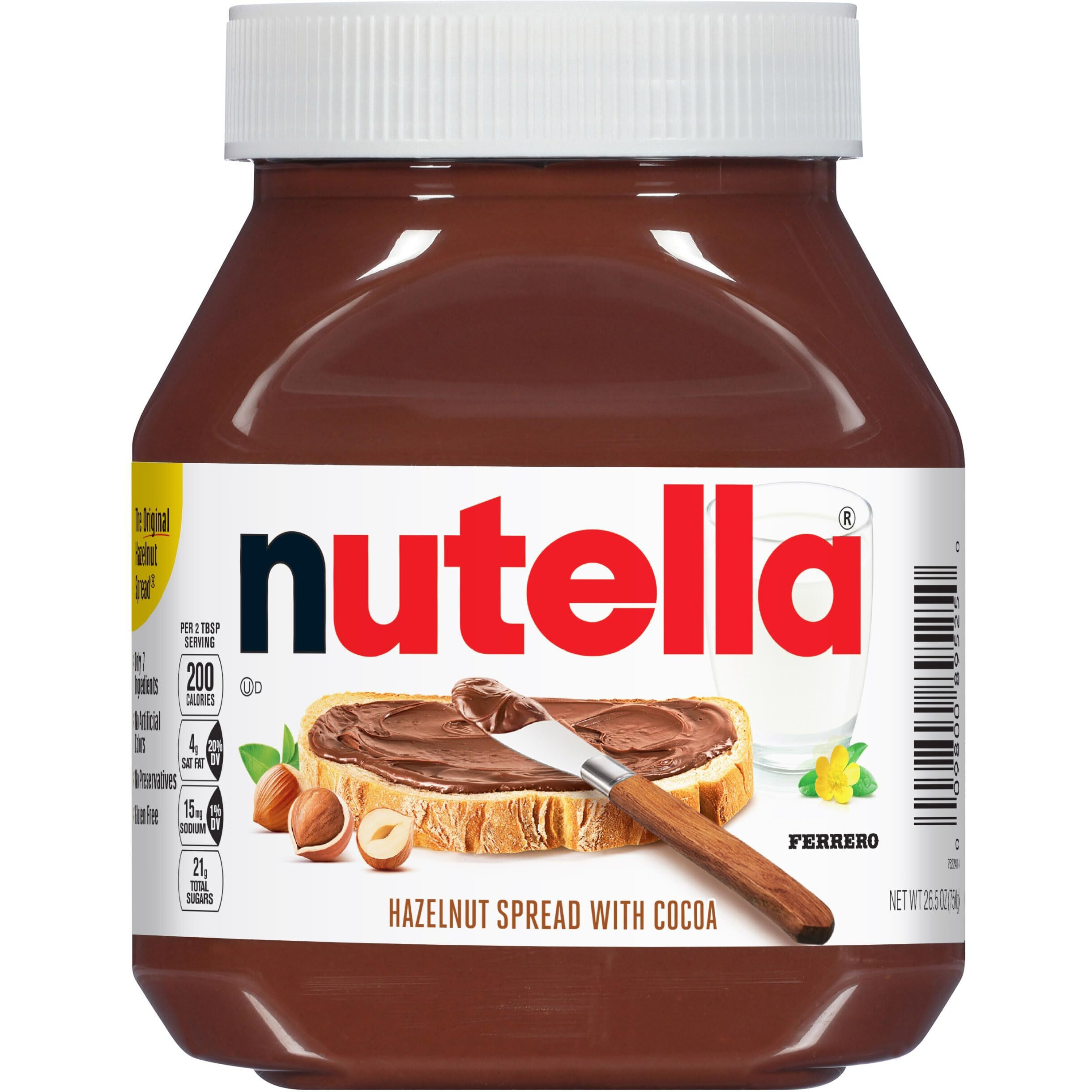 Nutella Hazelnut Spread With Cocoa For Breakfast, 26.5 Oz Jar