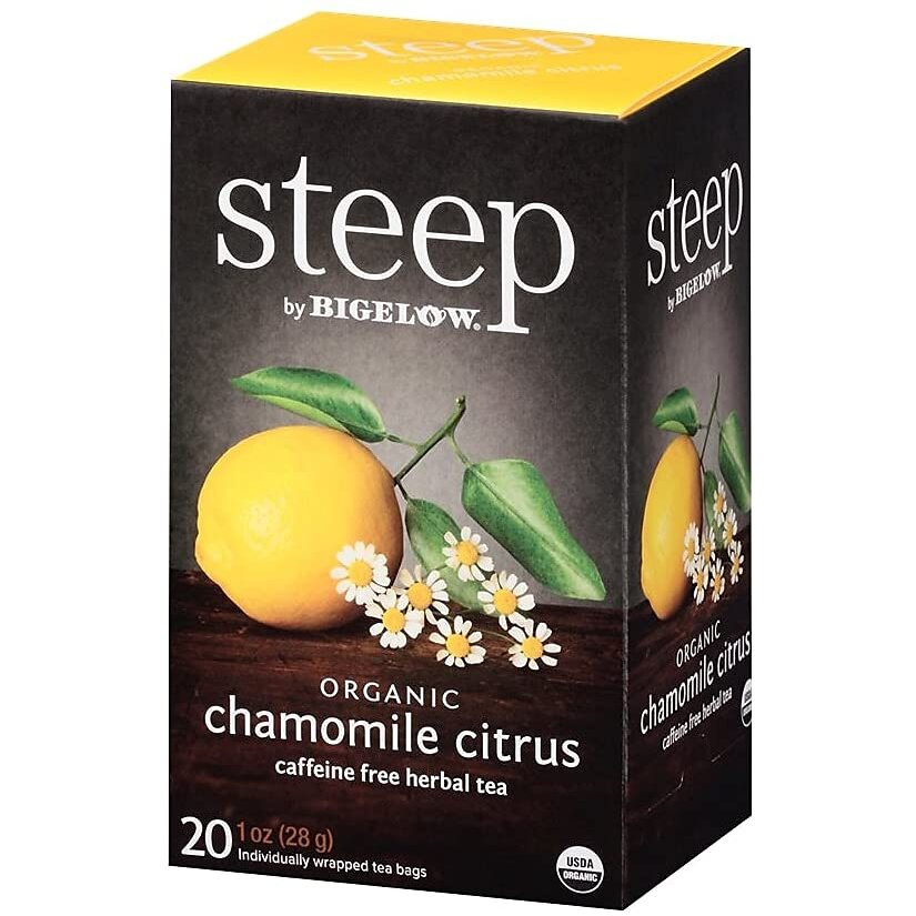 Steep Organic Chamomile Citrus Herbal 20 Count Box, Certified Organic, Gluten-Free, Kosher Tea In Foil-Wrapped Bags