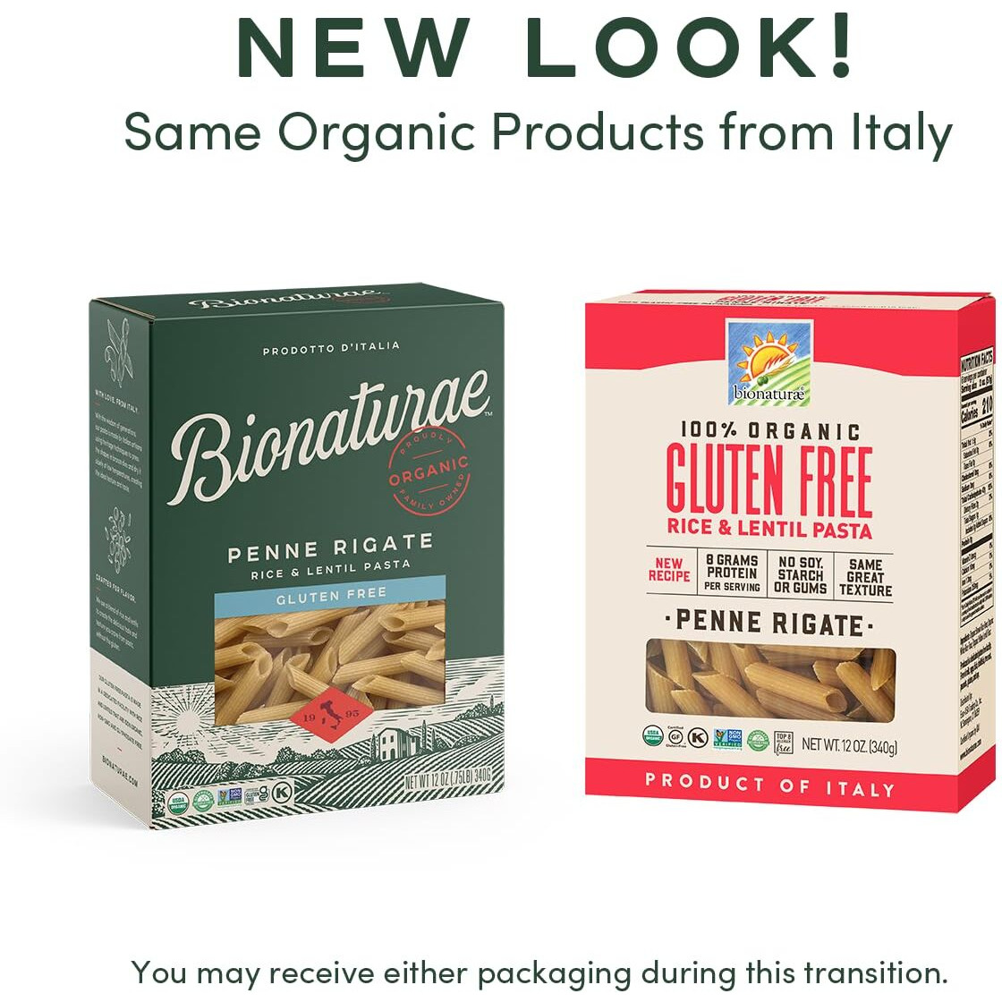 Bionaturae Penne Rigate Pasta Noodles - Gluten Free Pasta Organic, Rice & Lentil Pasta, Kosher Certified, High Protein, Non-Gmo, Usda Certified, Gluten Free Pastas, Crafted In Italy - 12 Oz, 6 Pack