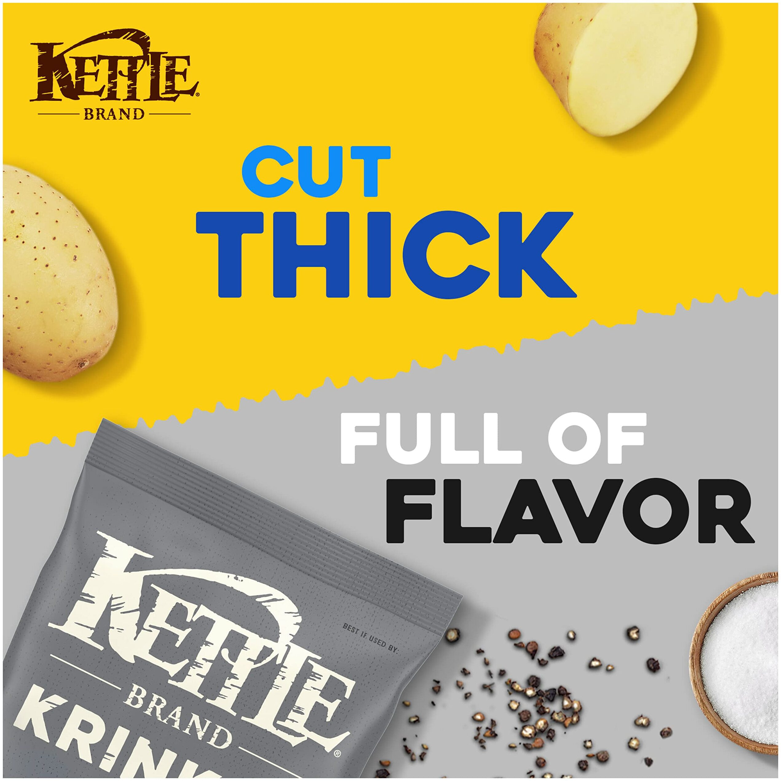 Kettle Foods Potato Chips Krinkle Salt & Fresh Ground Pepper, 5 Oz