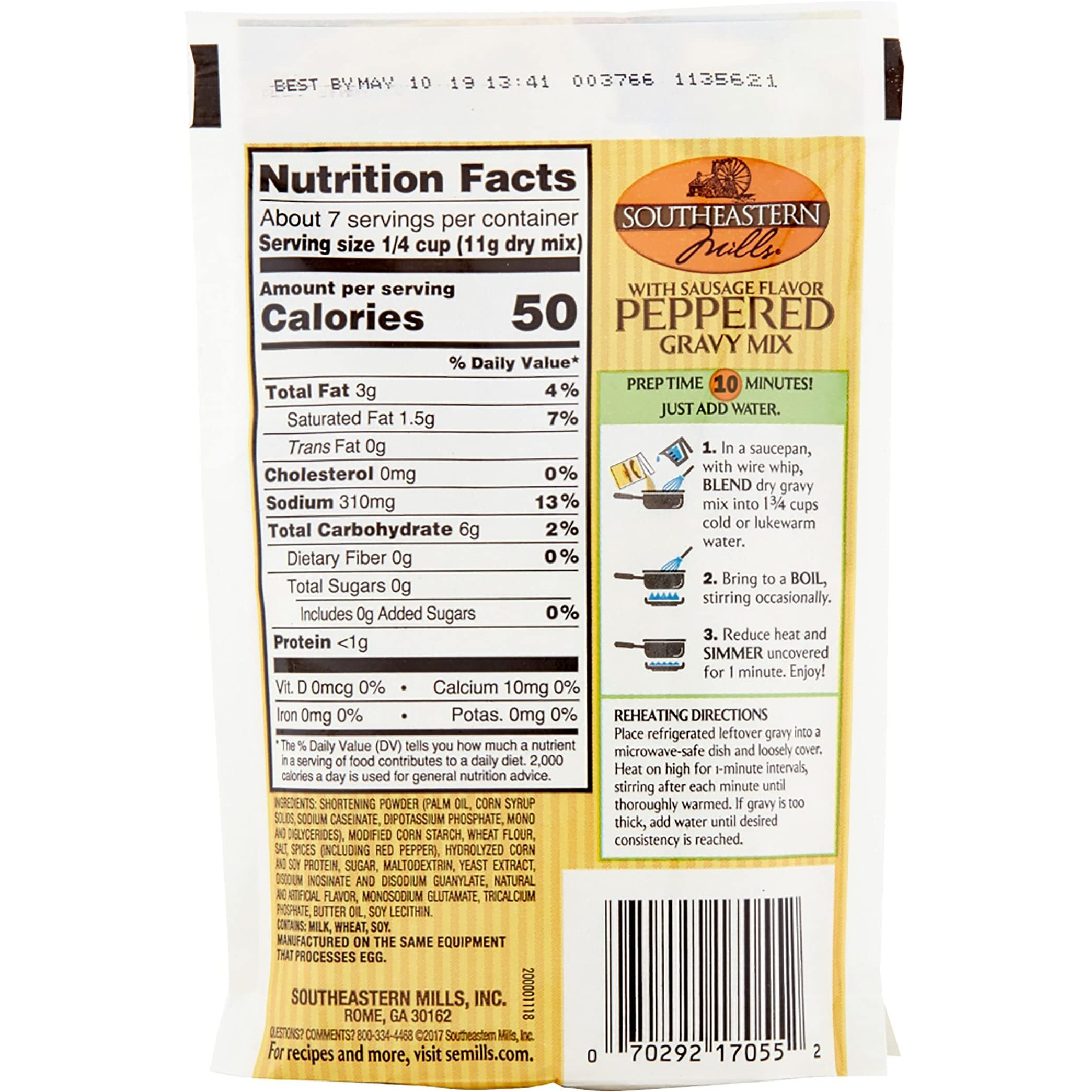 Southeastern Mills Old Fashioned Peppered Gravy Mix, With Sausage Flavor 2.75-Ounce (Pack Of 24)