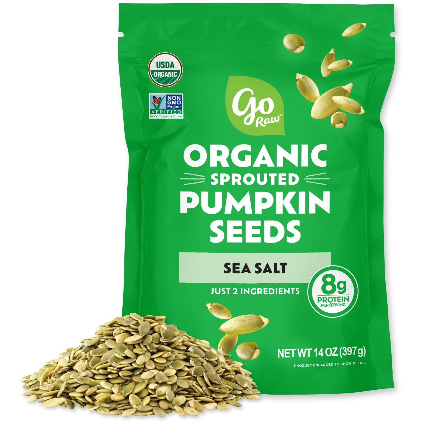 Go Raw Organic Sprouted Pumpkin Seeds, 14 Oz, Sea Salted, Keto, Kosher, Superfood