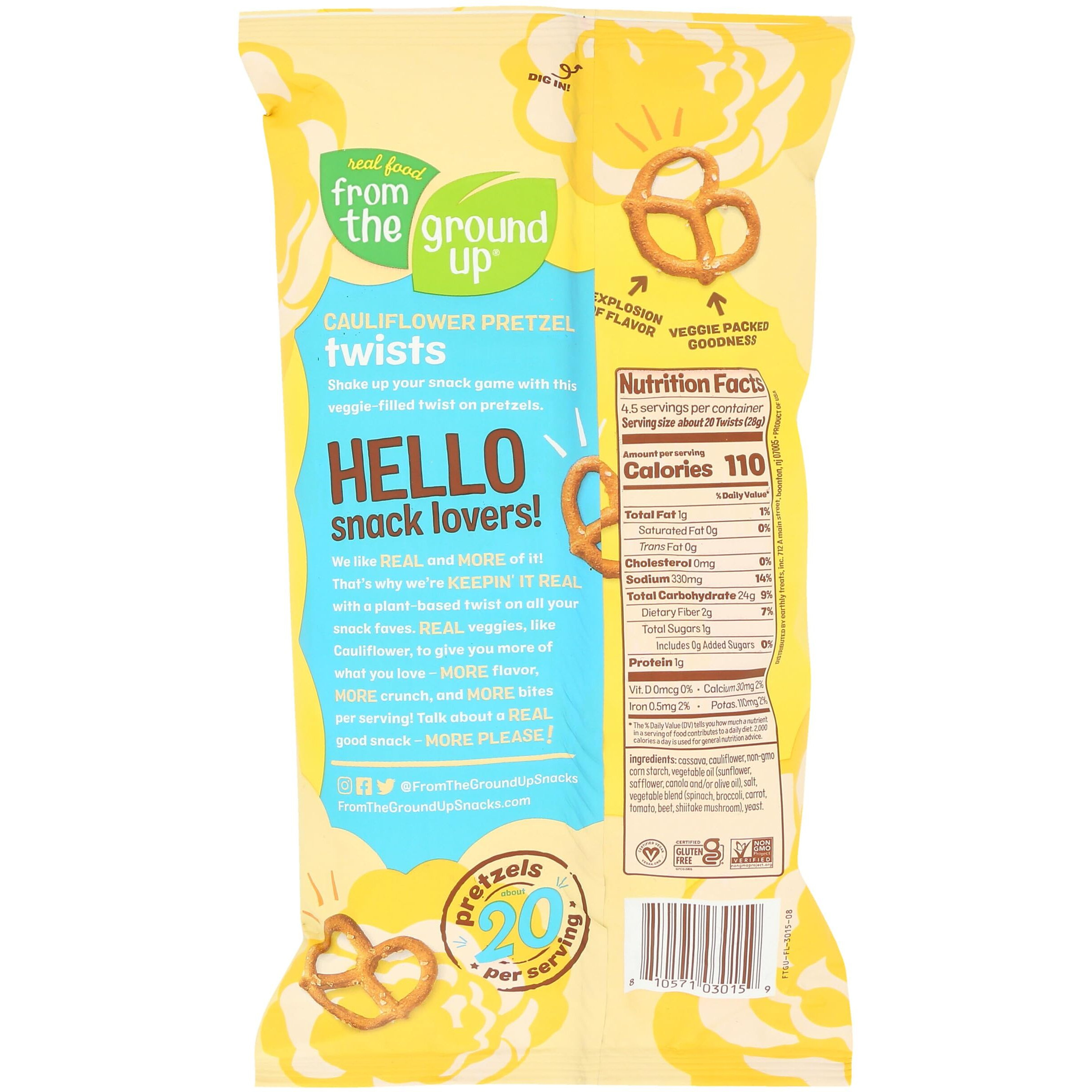 From The Ground Up, Original Cauliflower Pretzel Twists, 4.5 Ounce