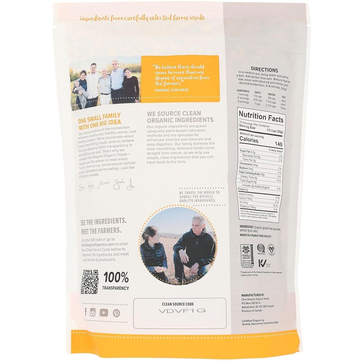 Hot Cereal Rolled Oat Usa (24Oz)