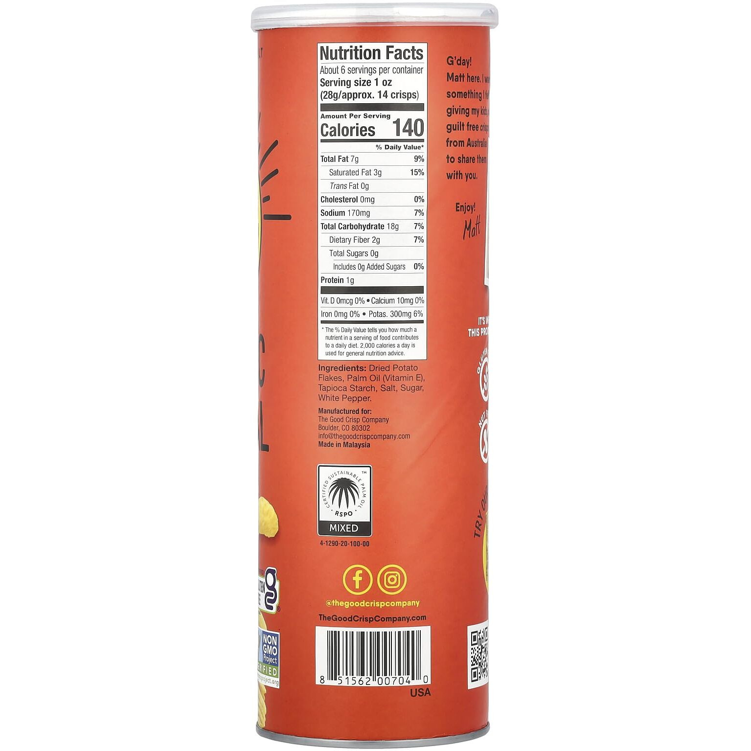 The Good Crisp Company Original, 5.6 Oz