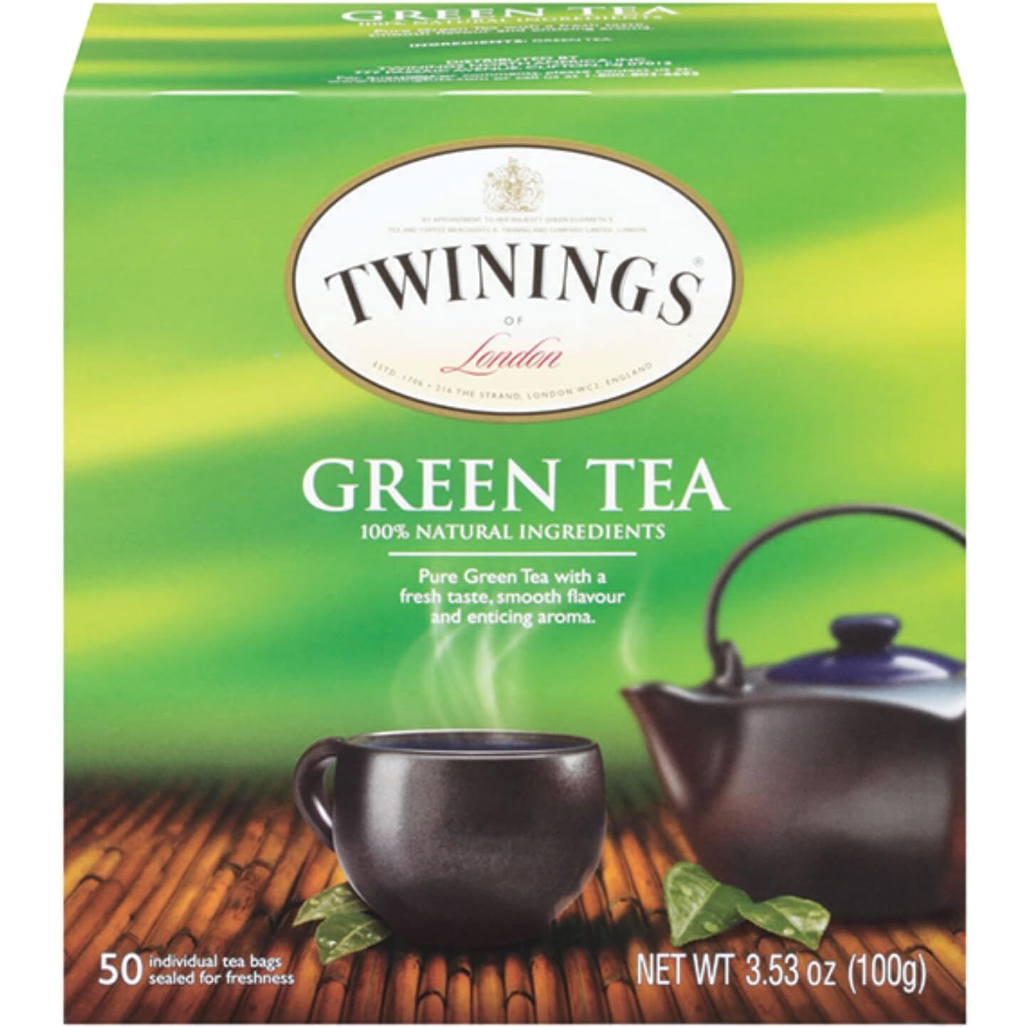 Twinings Green Tea Bags - Caffeinated Tea Made From Fresh Green Tea Leaves, Perfect For Hot Or Iced Tea, 50 Count
