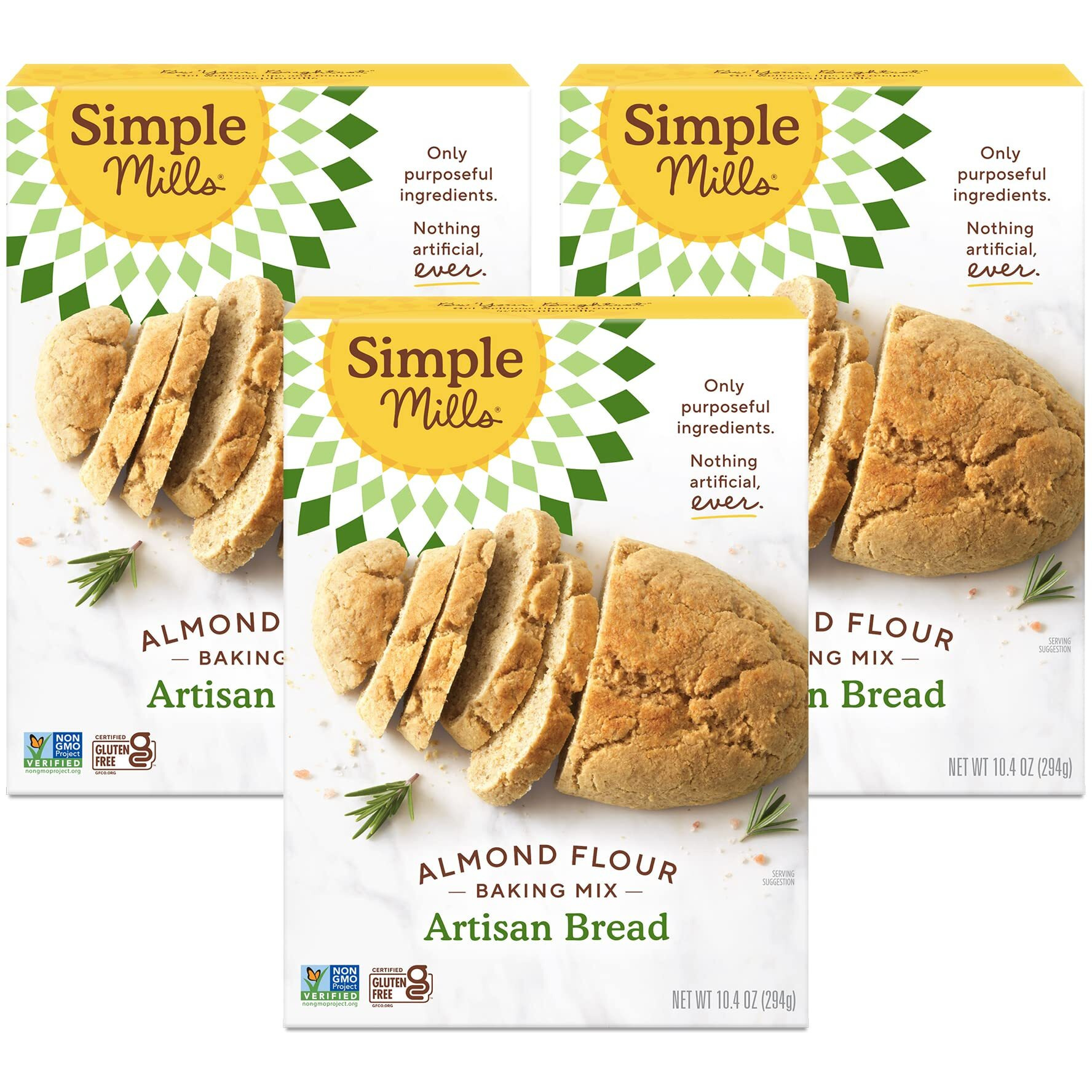 Simple Mills Almond Flour Baking Mix, Artisan Bread Mix - Gluten Free, Plant Based, Paleo Friendly, 10.4 Ounce (Pack Of 3)