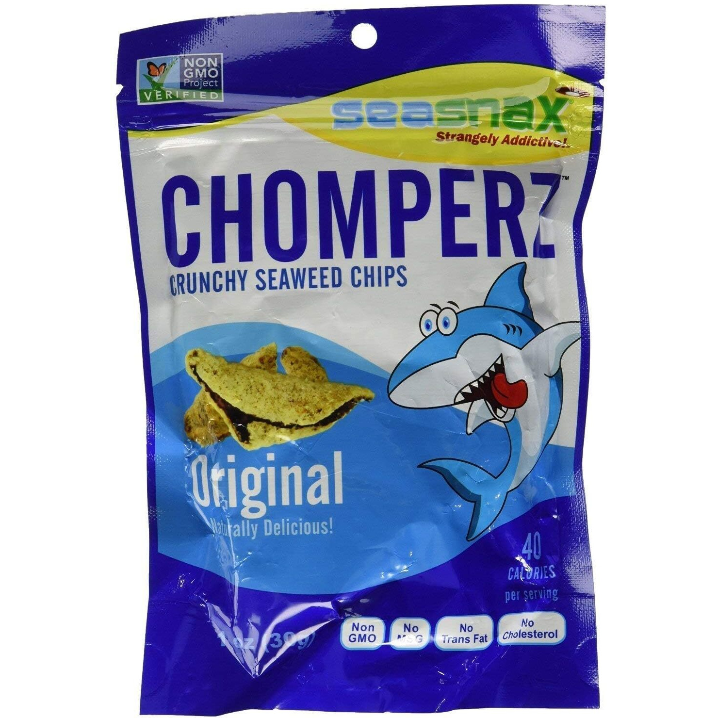 Seasnax Chomperz Crunchy Original Seaweed Chips, 1 Ounce -- 8 Per Case.