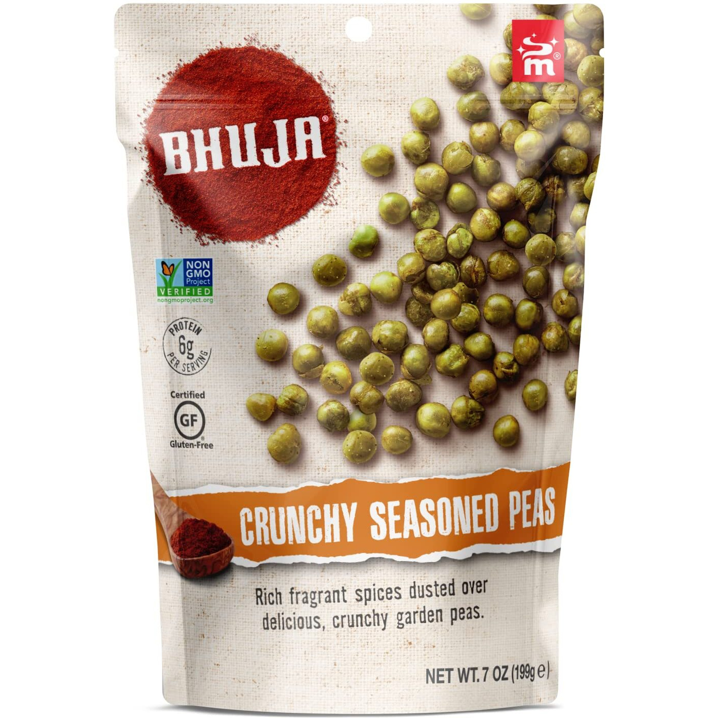 Majans Bhuja Gluten Free Snack Mix, Non-Gmo | No Preservatives | Vegetarian Friendly | No Artificial Colors Or Flavors, Crunchy Seasoned Peas, 7 Ounce