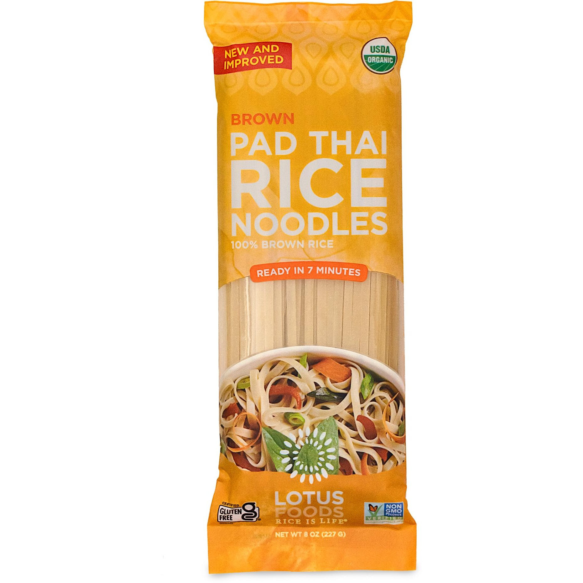 Lotus Foods Organic Brown Rice Pad Thai Noodles - Asian Style Noodles For Stir Fry, Gluten Free, Vegan, Whole Grain, Non Gmo, Serve Hot Or Cold - 8 Oz (Pack Of 1)