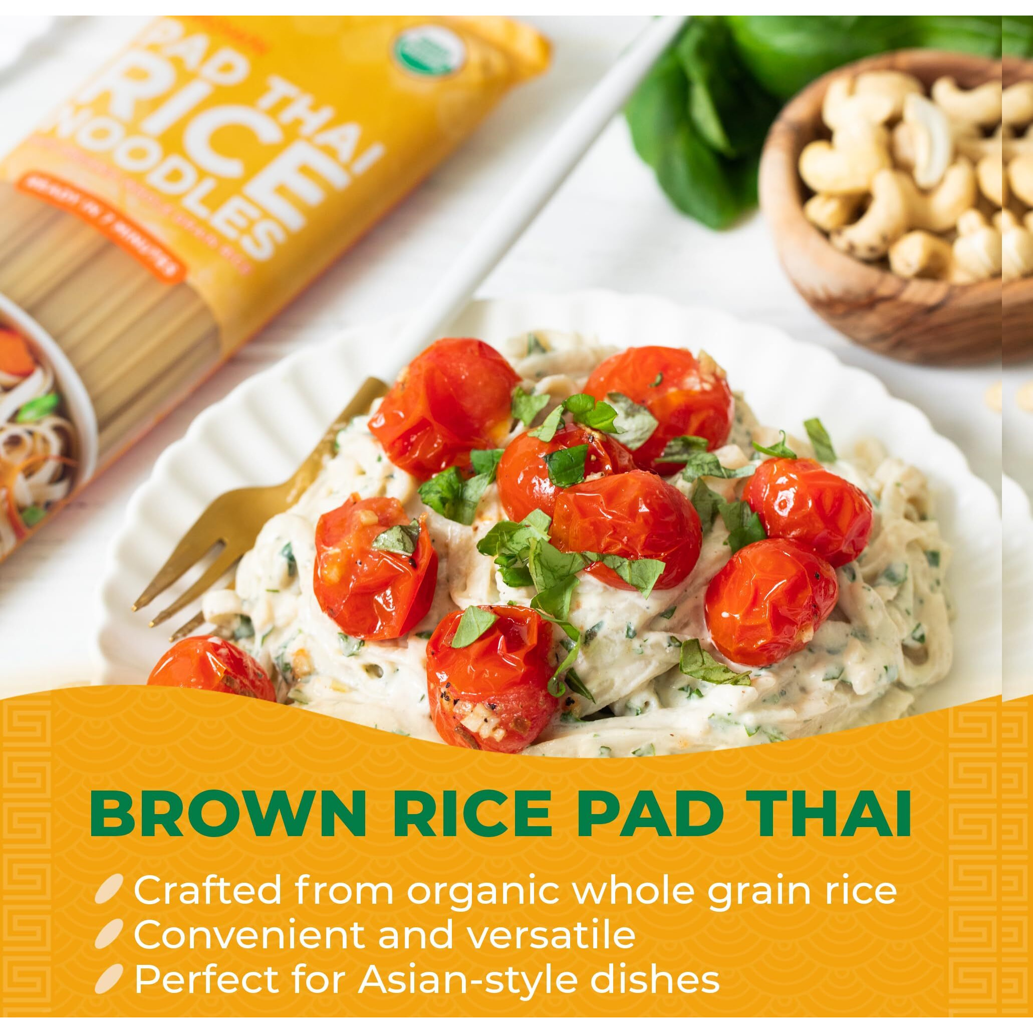 Lotus Foods Organic Brown Rice Pad Thai Noodles - Asian Style Noodles For Stir Fry, Gluten Free, Vegan, Whole Grain, Non Gmo, Serve Hot Or Cold - 8 Oz (Pack Of 1)