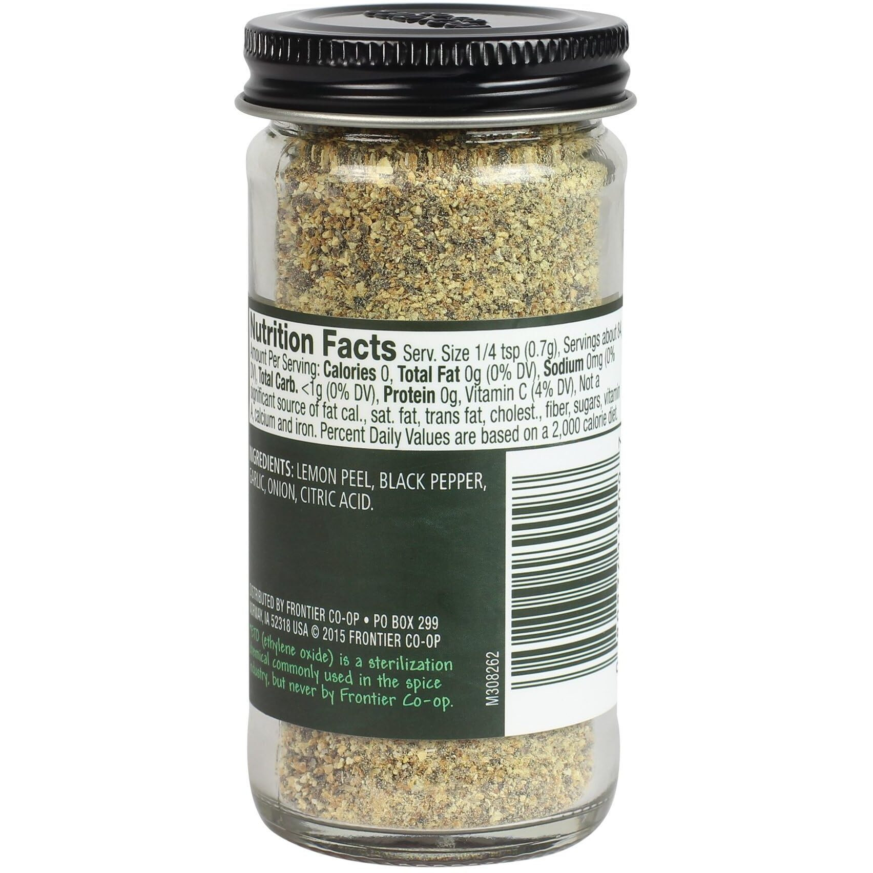 Frontier Seasoning Blends, Salt-Free Lemon Pepper, 2.08-Ounce Bottle