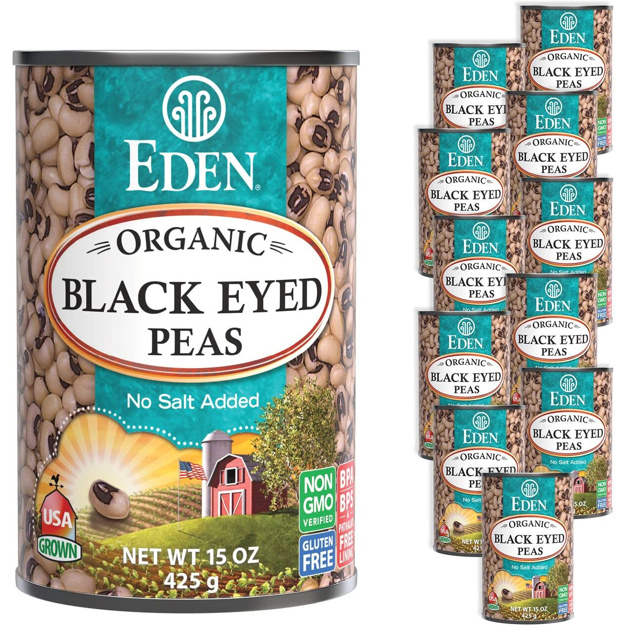 Eden Organic Black Eyed Peas, No Salt Added, 15-Ounce Cans (Pack Of 12)