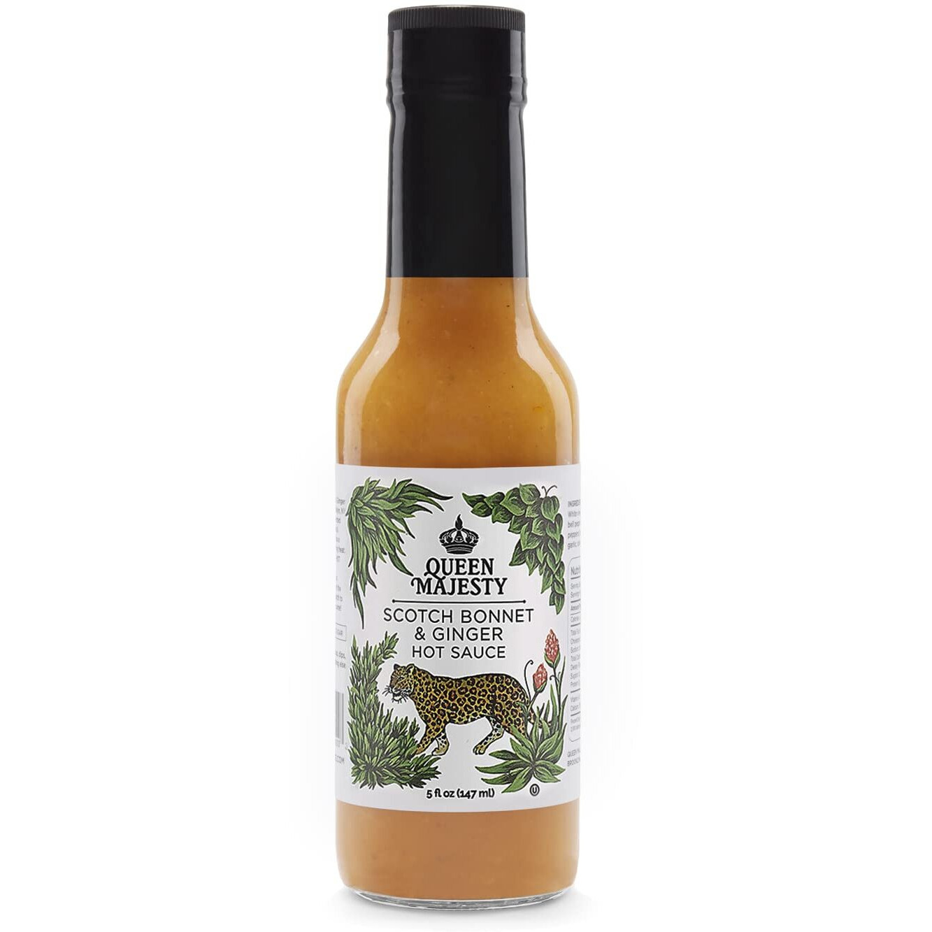 Queen Majesty Scotch Bonnet & Ginger Hot Sauce, 5 Oz - All Natural Scotch Bonnet, Habanero, & Ginger Condiment - Vegan, Kosher, Gluten Free, Non Gmo, No Sugar, Award Winning & Featured On Hot Ones