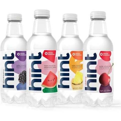 Hint Water Best Sellers Pack, 3 Bottles Each Of Watermelon, Blackberry, Cherry, And Pineapple, Zero Calories, Zero Sugar And Zero Sweeteners, 16 Fl Oz (Pack Of 12)