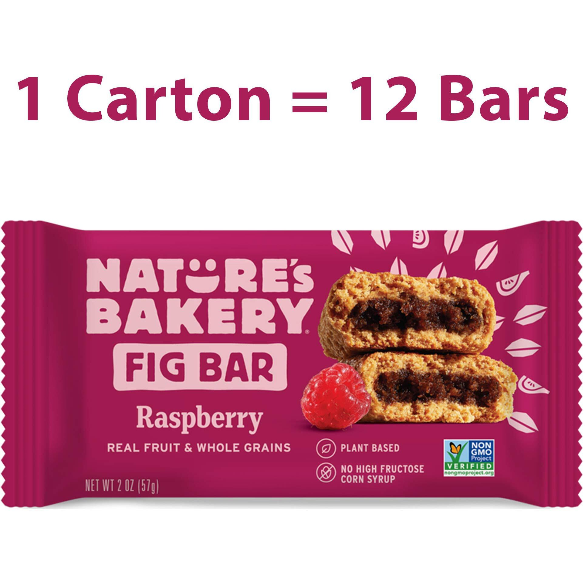 Natures Bakery Whole Wheat Fig Bars, Raspberry, Real Fruit, Vegan, Non-Gmo, Snack Bar, 1 Box With 12 Twin Packs (12 Twin Packs)