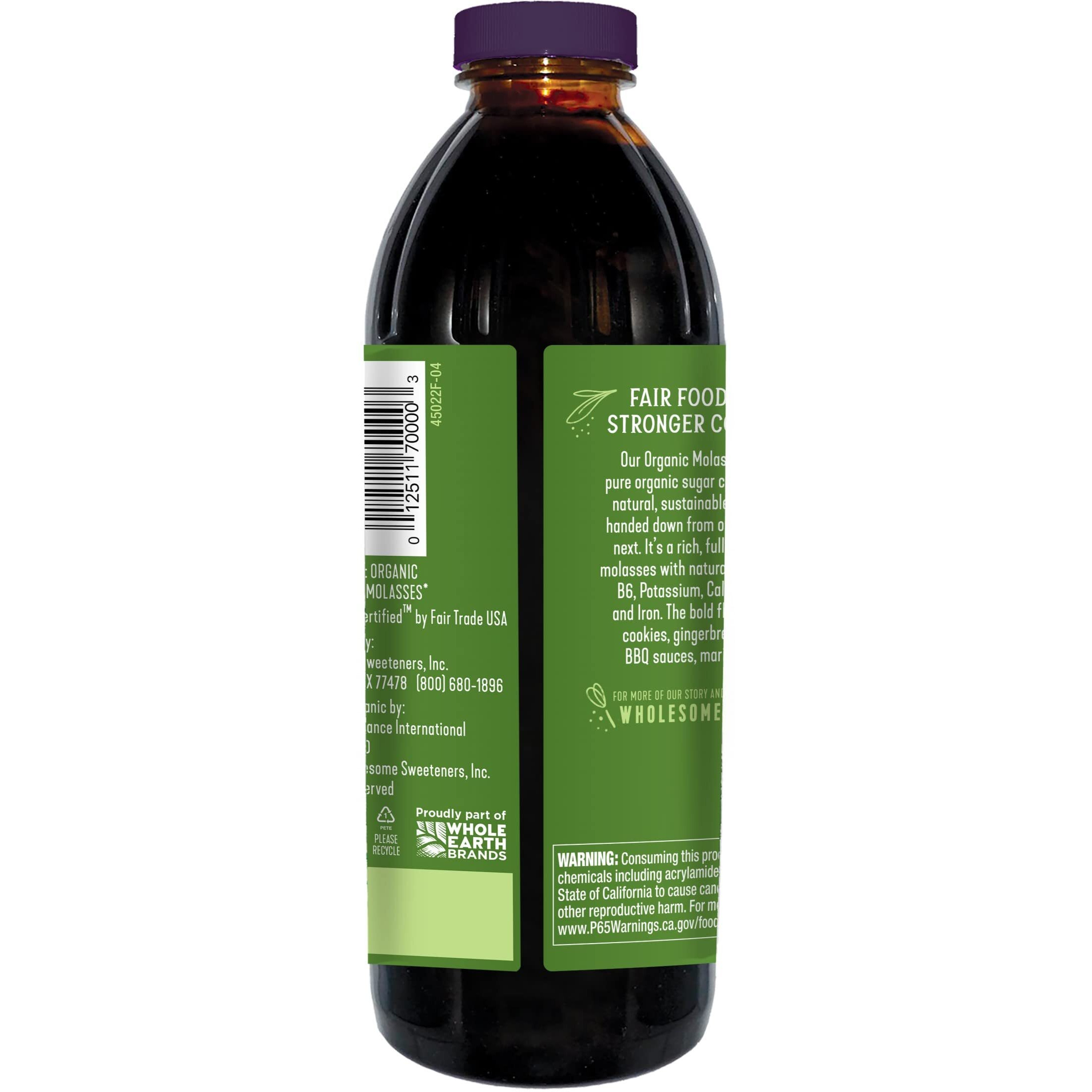 Wholesome Sweeteners 32-Ounces Organic Molasses, Fair Trade, Non Gmo, Gluten Free & Vegan, Perfect For Cookies, Glazing And More, 3 Pack