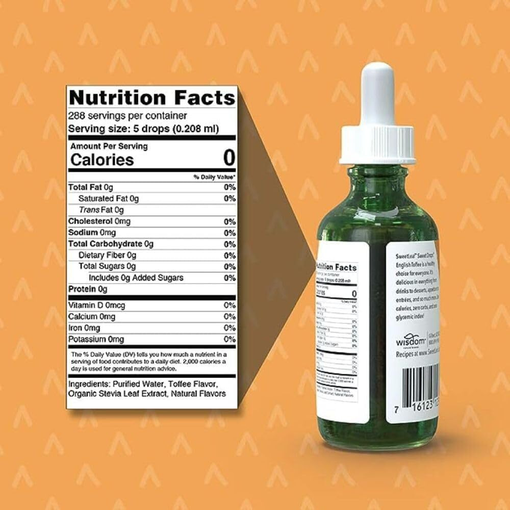 Sweetleaf Sweet Drops - Flavored Stevia Liquid Sweetener, Organic Stevia Extract, Zero Calories, Gluten Free, Keto Friendly, Non Gmo, Natural Flavor - English Toffee, 2 Fl Oz (Pack Of 1)