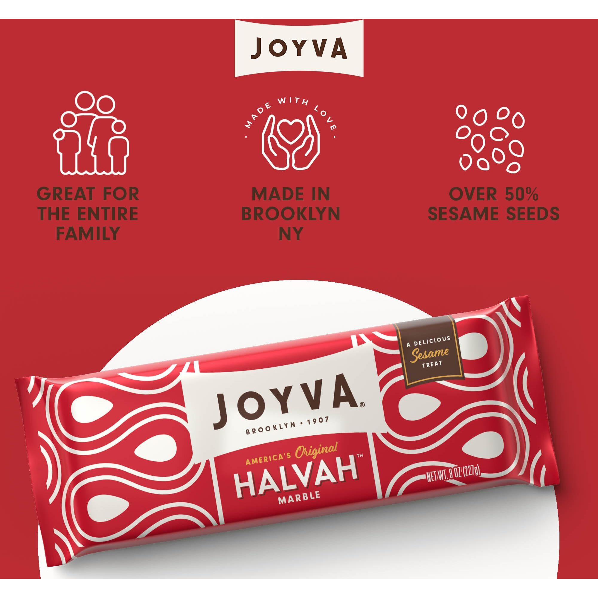 Joyva Halvah - Marble, 8Oz Pack Of 2 | A Delicious Sesame Treat | Dairy Free, Gluten-Free & Kosher Parve | Handcrafted In Brooklyn
