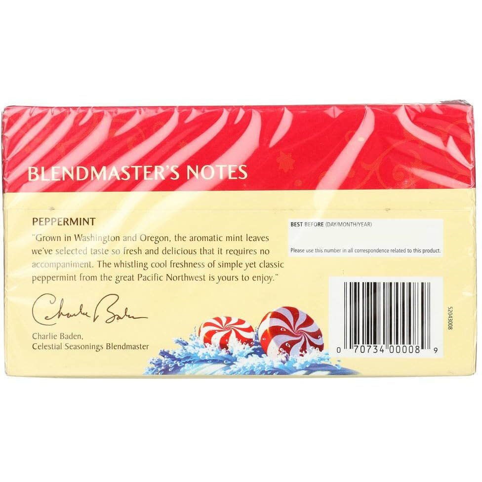 Celestial Seasonings Herbal Tea - Peppermint - Caffeine Free - 20 Count (Pack Of 6)