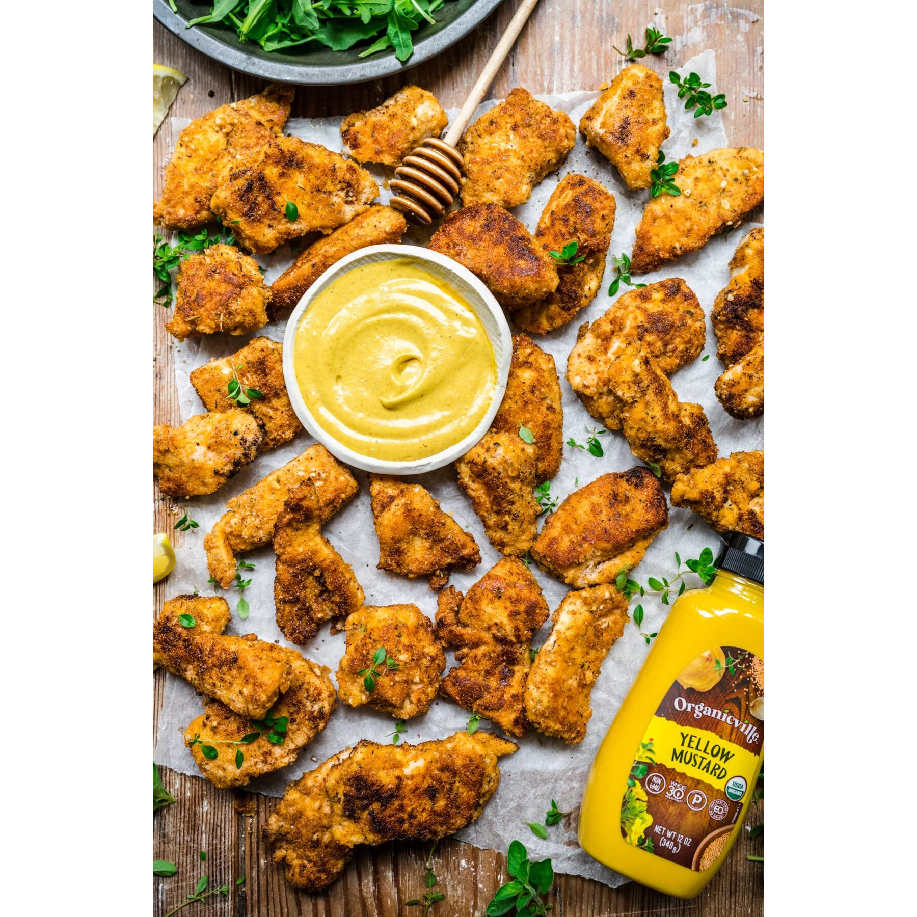 Organicville Yellow Mustard - Mustard Yellow Organic, Yellow Mustard, Vegan, Gluten Free, Usda Organic, Non-Gmo, Paleo, Whole 30, Keto-Friendly Mustard - 12 Oz