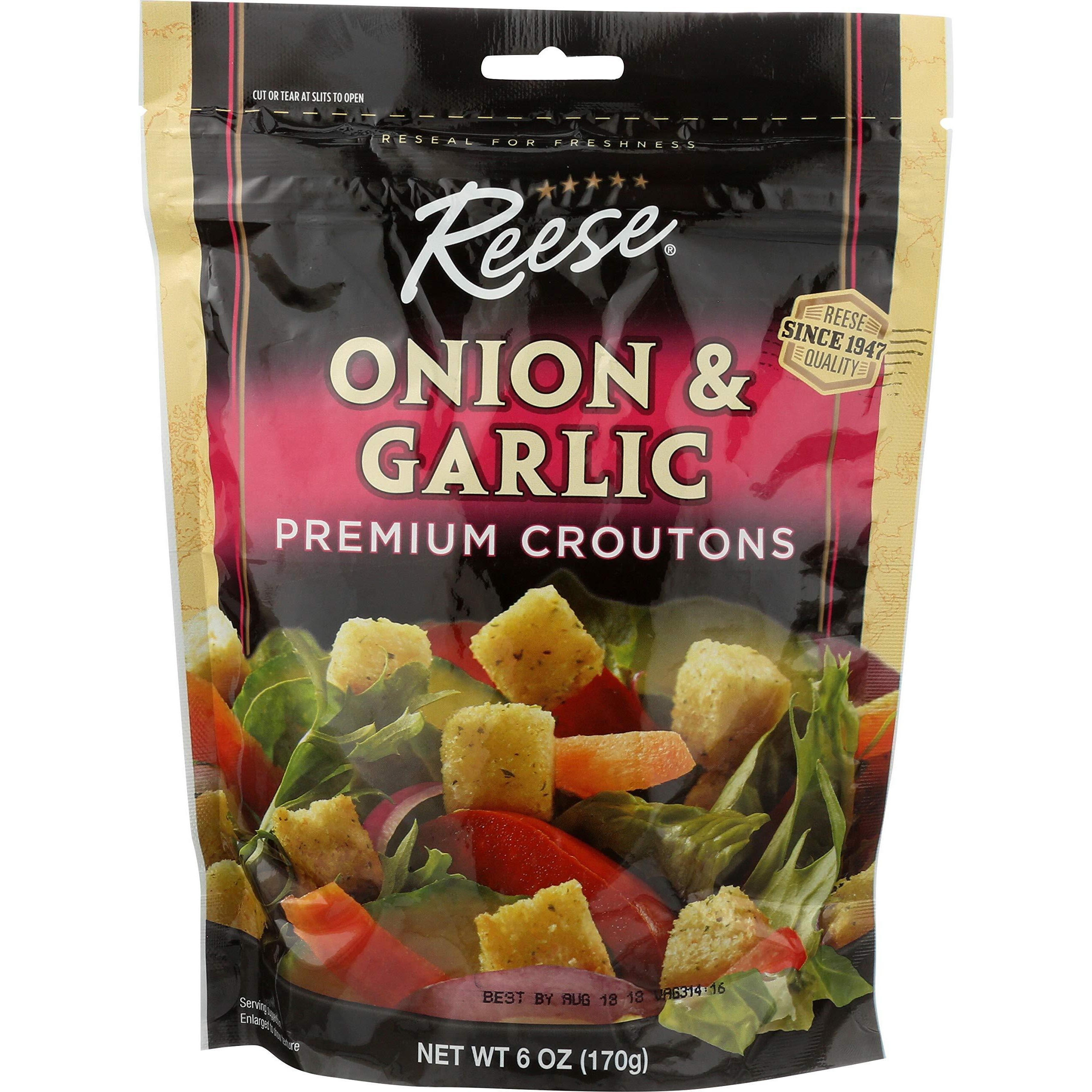 Reese Onion And Garlic Croutons, 6-Ounces (Pack Of 12)