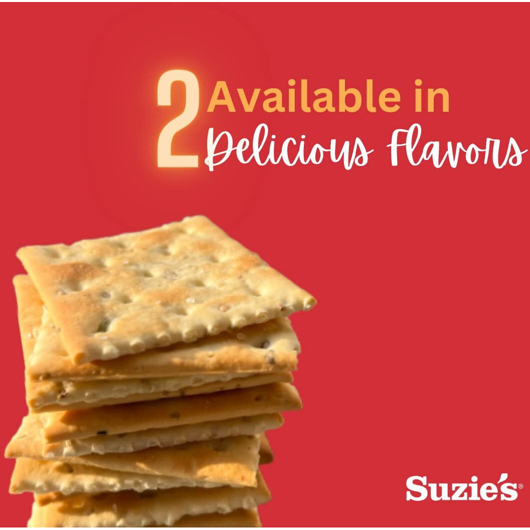 Suzie's Organic Saltines Crackers, Rosemary Sesame, Healthy Gourmet Baked Snack Goodies For Adults & Children - 6 Pack, 8.8Oz Each