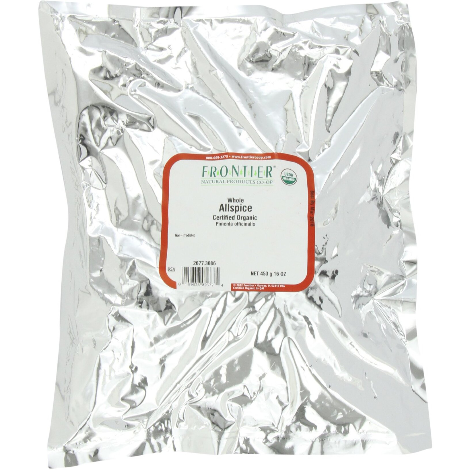 Frontier Co-Op Organic Whole Allspice Berries, 1-Pound Bulk Bag, Great For Baking, Pickling, Soups And Marinades, Vegan