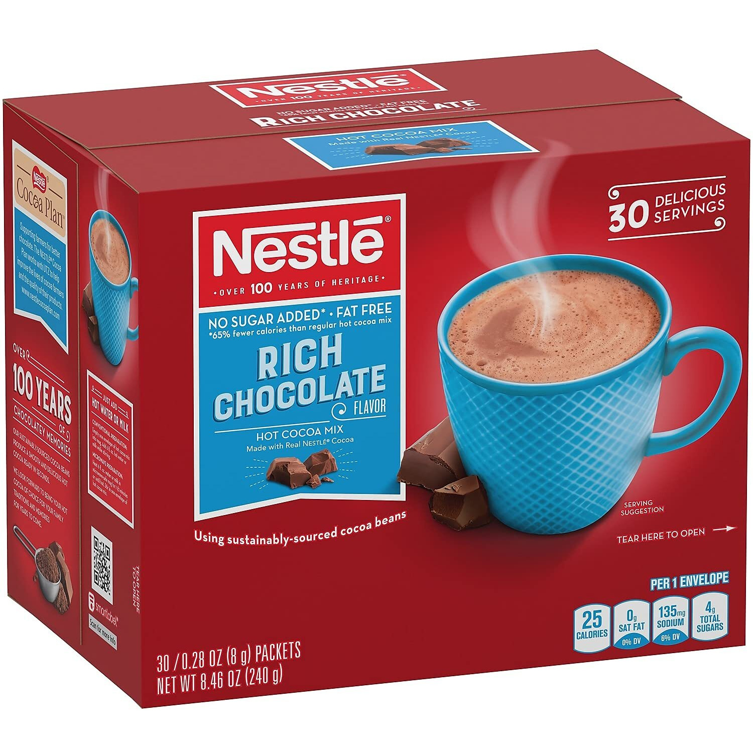 Nestle Cocoa Mix No Sugar Added 30 Count .28 Oz Packets