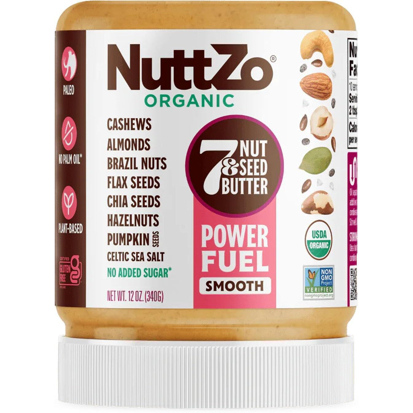 Nuttzo, Organic, Power Fuel, 7 Nut & Seed Butter, Smooth, 12 Oz (340 G)