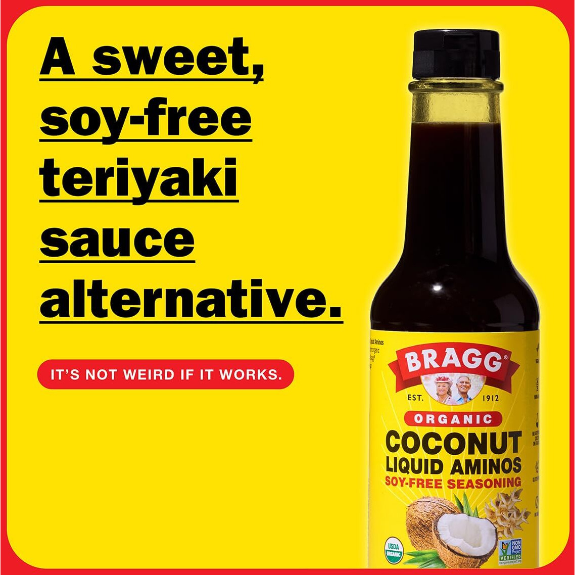 Bragg Organic Coconut Aminos, Soy-Free Seasoning - Vegan, Gluten Free, No Gmos, Kosher Certified (10 Ounce)