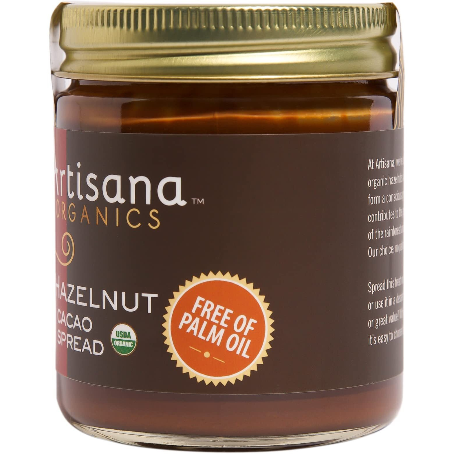 Artisana Organics Hazelnut Cacao Spread, 8 Oz | No Palm Oil, Sweetened With Coconut Sugar