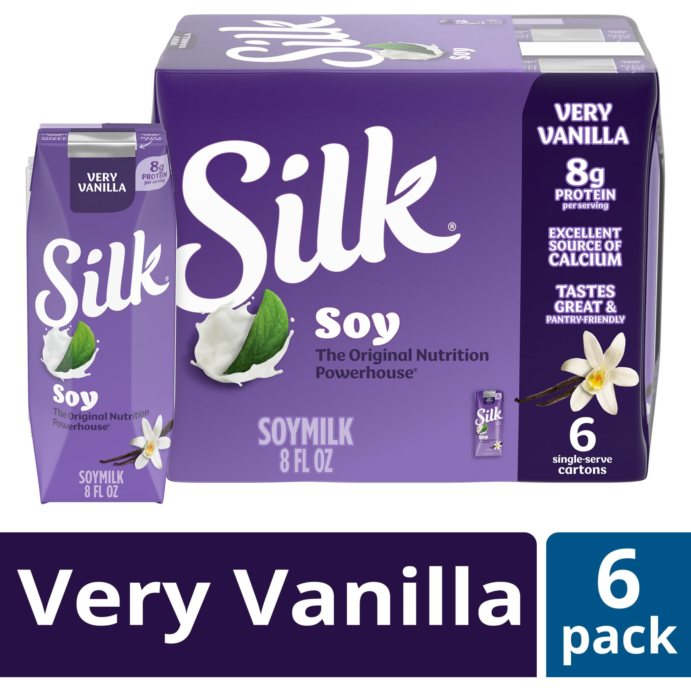 Silk Shelf-Stable Soy Milk Singles, Very Vanilla, Dairy-Free, Vegan, Non-Gmo Project Verified, 8 Oz., 6 Pack