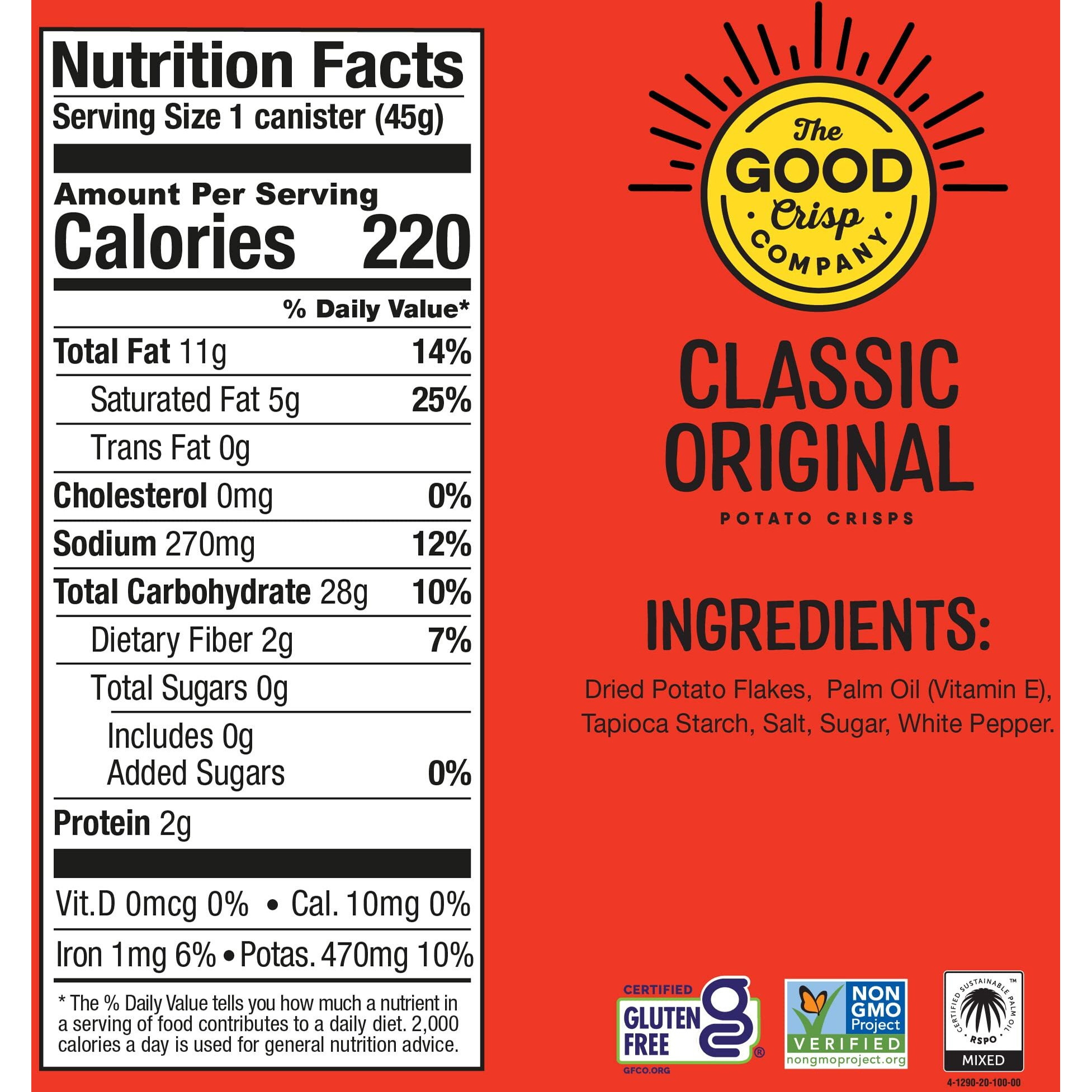 The Good Crisp Company, Good Crisps Minis (Original, 1.6 Ounce, Pack Of 12) Non-Gmo, Allergen Friendly, Potato Chip Snack Pack, Gluten Free Snacks