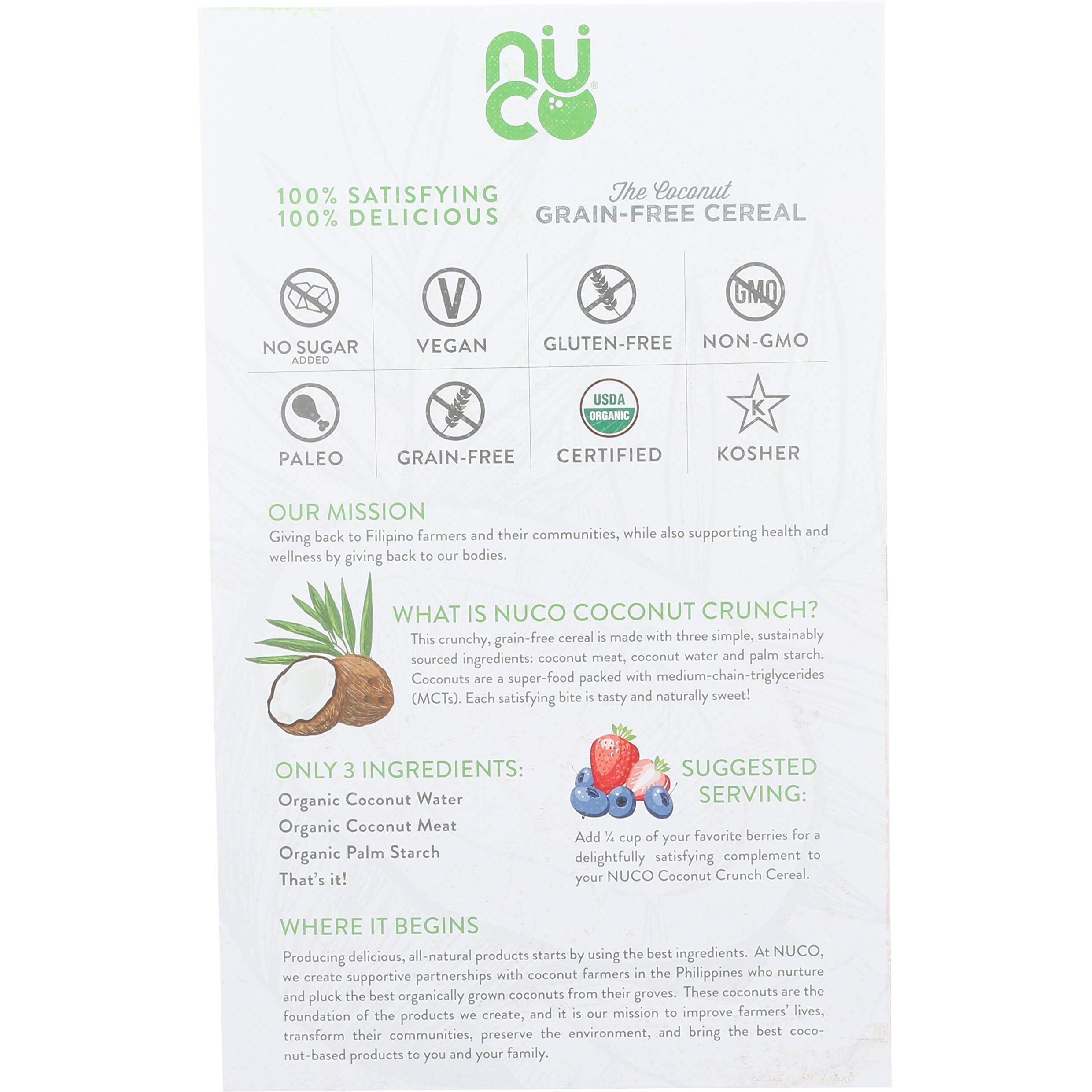Nuco Certified Organic Grain And Gluten Free Coconut Crunch Cereal, 1 Box, 10.58 Oz