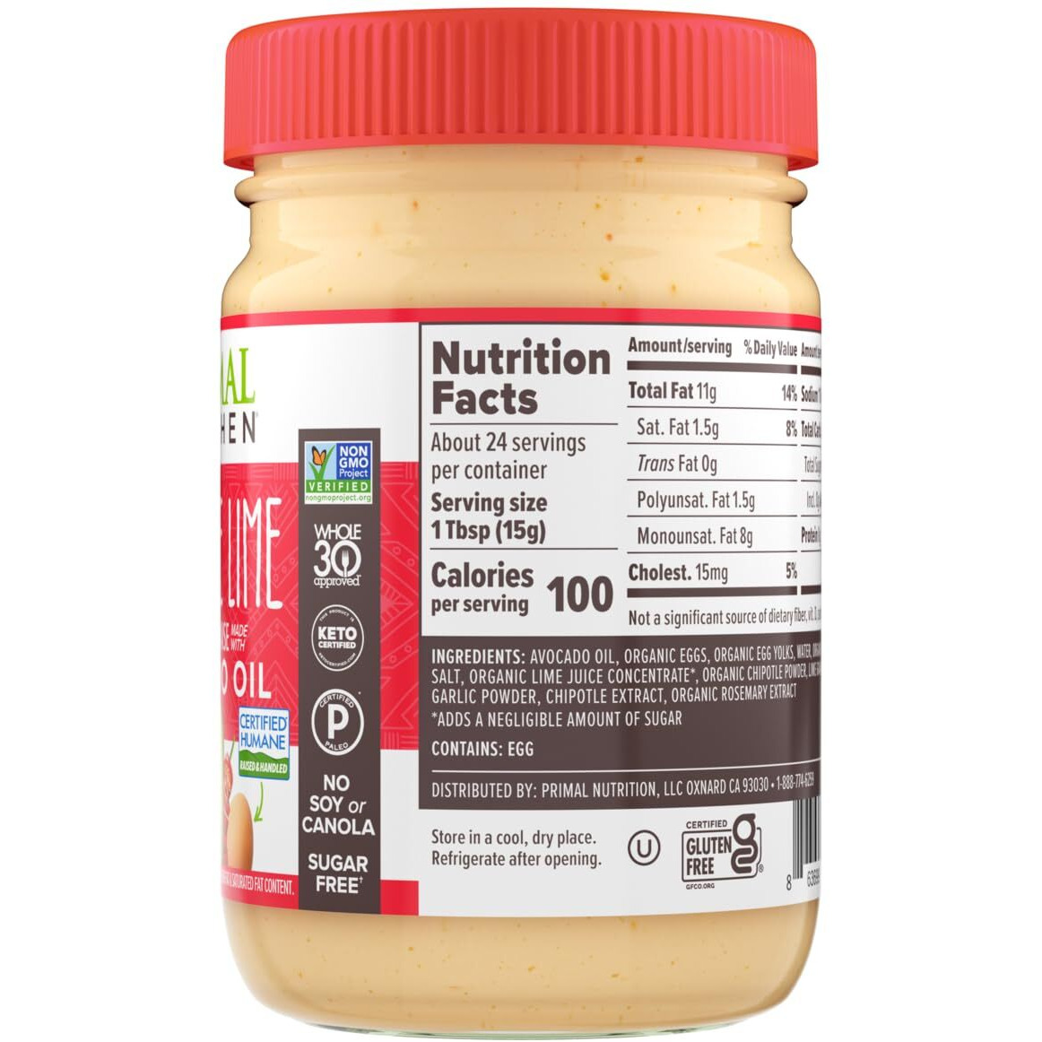 Primal Kitchen Chipotle Lime Mayo Made With Avocado Oil, Whole30 Approved, Certified Paleo, And Keto Certified, 12 Ounces