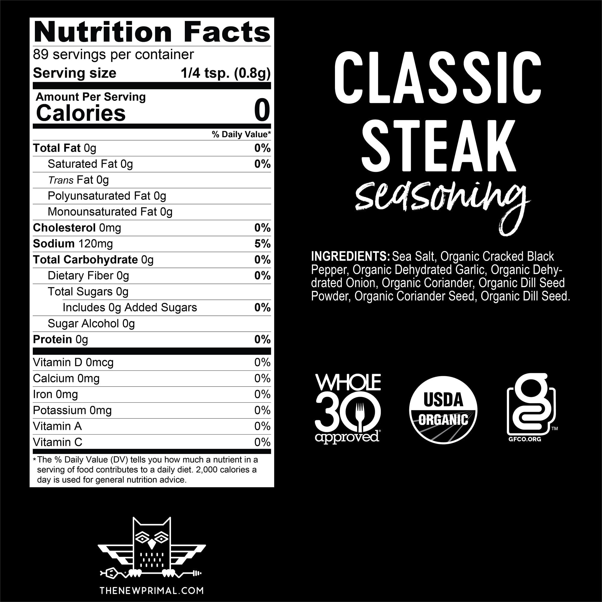 Noble Made Organic Classic Steak Seasoning, 2.5 Oz