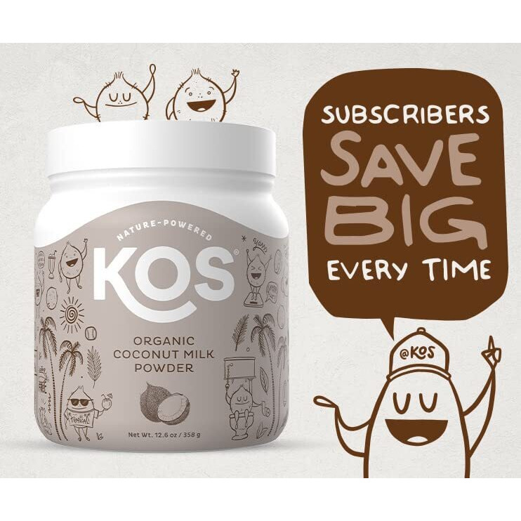 Kos Organic Coconut Milk Powder, Usda Certified Organic - 0G Sugar, Mct Plant Based Creamer For Coffee, Smoothies, Vegan, Keto, Paleo Friendly, Non-Gmo, Gluten Or Dairy- 12.6Oz, 179 Servings