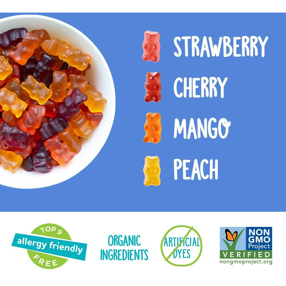 Yumearth Gummy Bears, Assorted Flavors, 10 Snack Packs Per Bag (Pack Of 12)