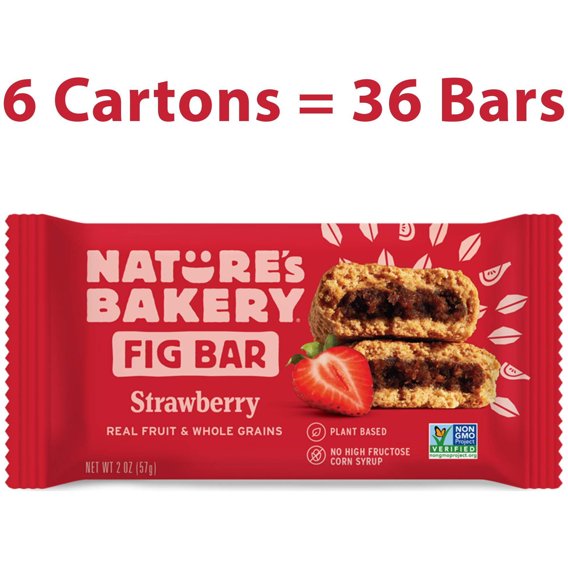 Nature's Bakery Whole Wheat Fig Bars, Strawberry, Real Fruit, Vegan, Non-Gmo, Snack Bar, 6 Boxes With 6 Twin Packs (36 Twin Packs)