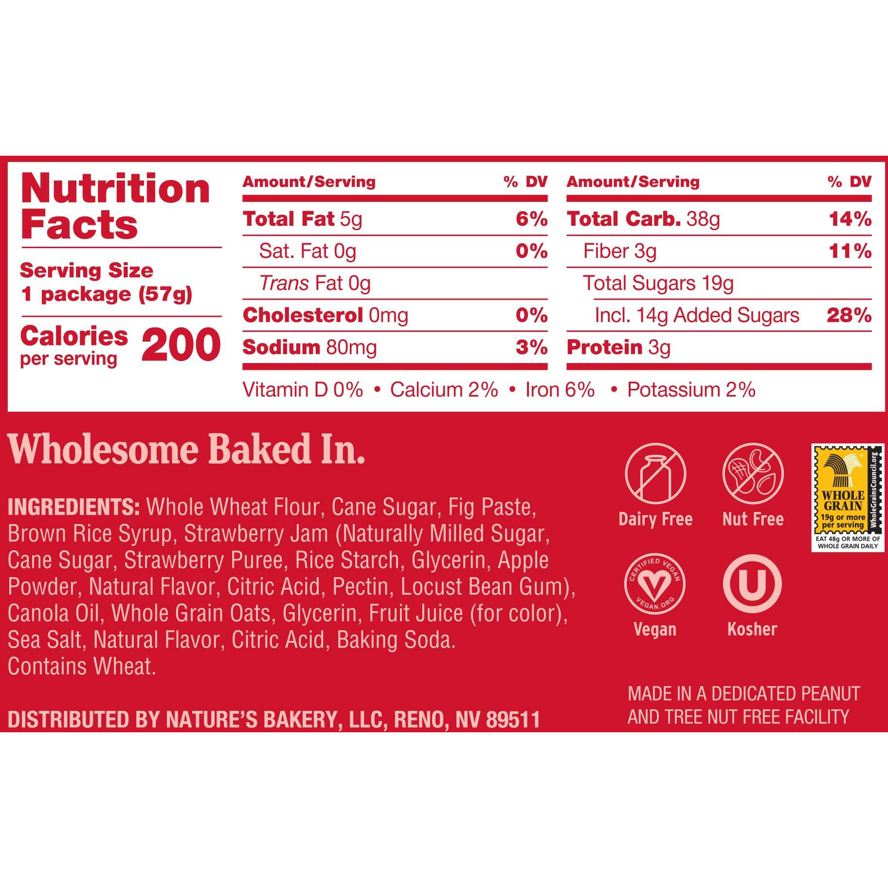 Nature's Bakery Whole Wheat Fig Bars, Strawberry, Real Fruit, Vegan, Non-Gmo, Snack Bar, 6 Boxes With 6 Twin Packs (36 Twin Packs)