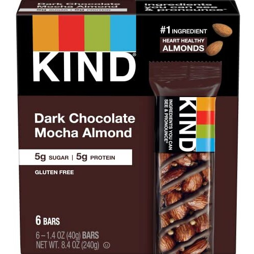 Kind Nut Bars, Dark Chocolate Mocha Almond, Gluten Free, Low Sugar, 5G Protein, 6 Count