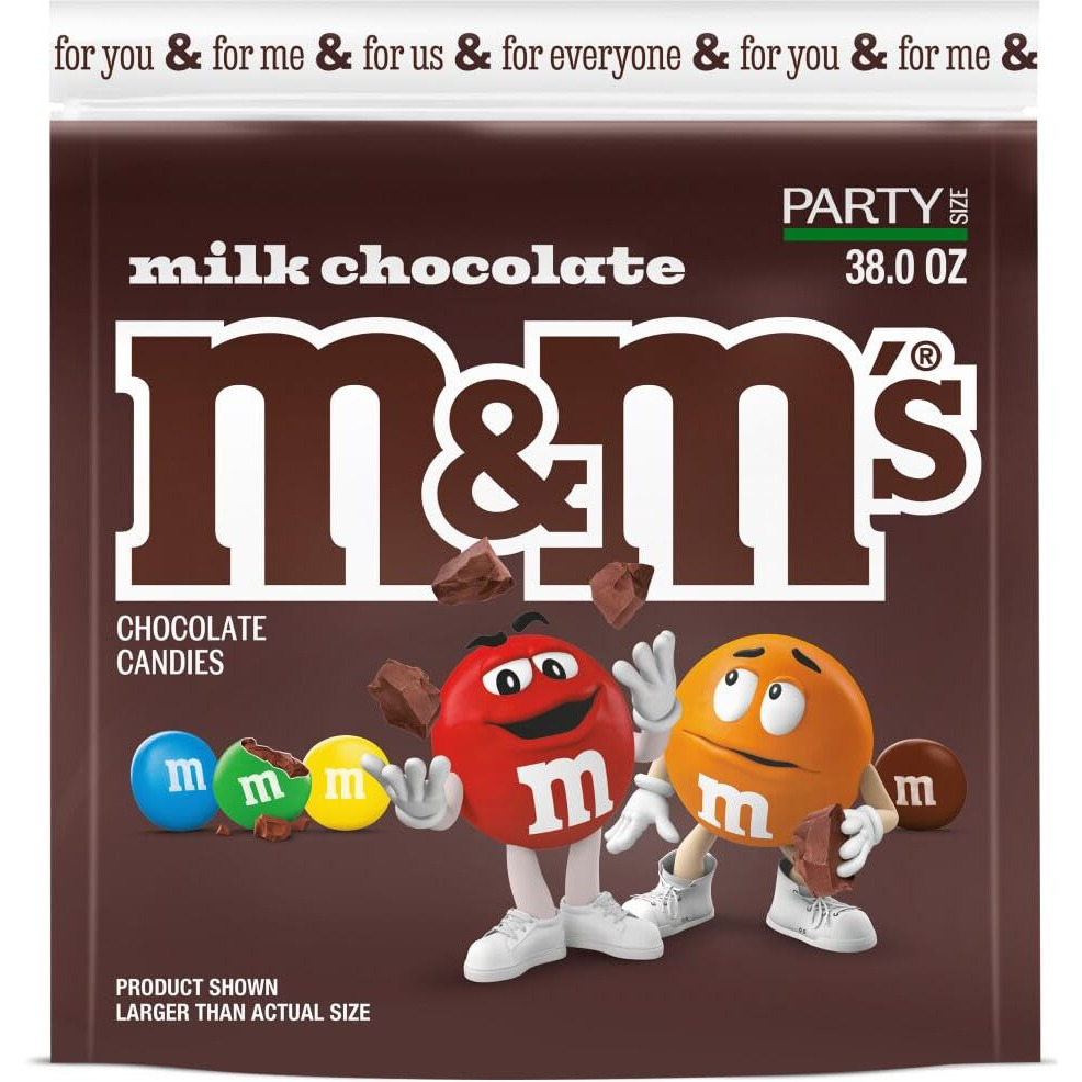 M&M's Milk Chocolate Candy, Party Size, 38 Oz Bag