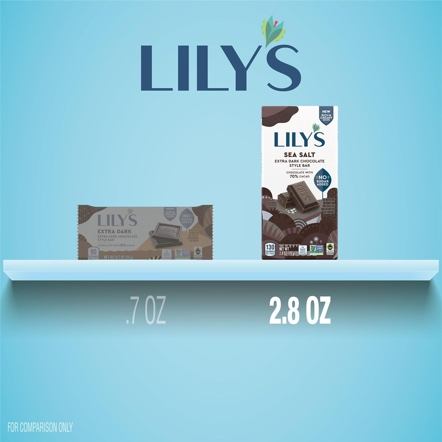 Lily's Sea Salt Extra Dark Chocolate Style No Sugar Added, Sweets Bars, 2.8 Oz (12 Count)