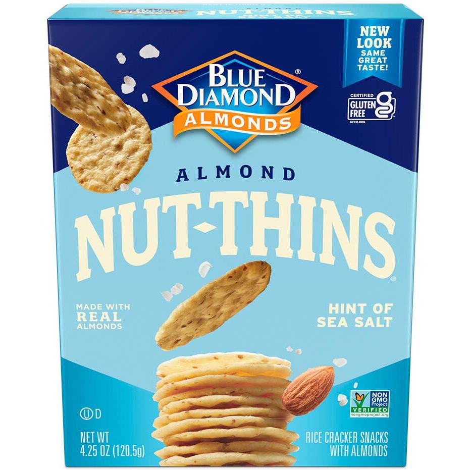Blue Diamond Almonds Nut Thins Gluten Free Cracker Crisps, Hint Of Sea Salt, 4.25 Oz (Pack Of 12)