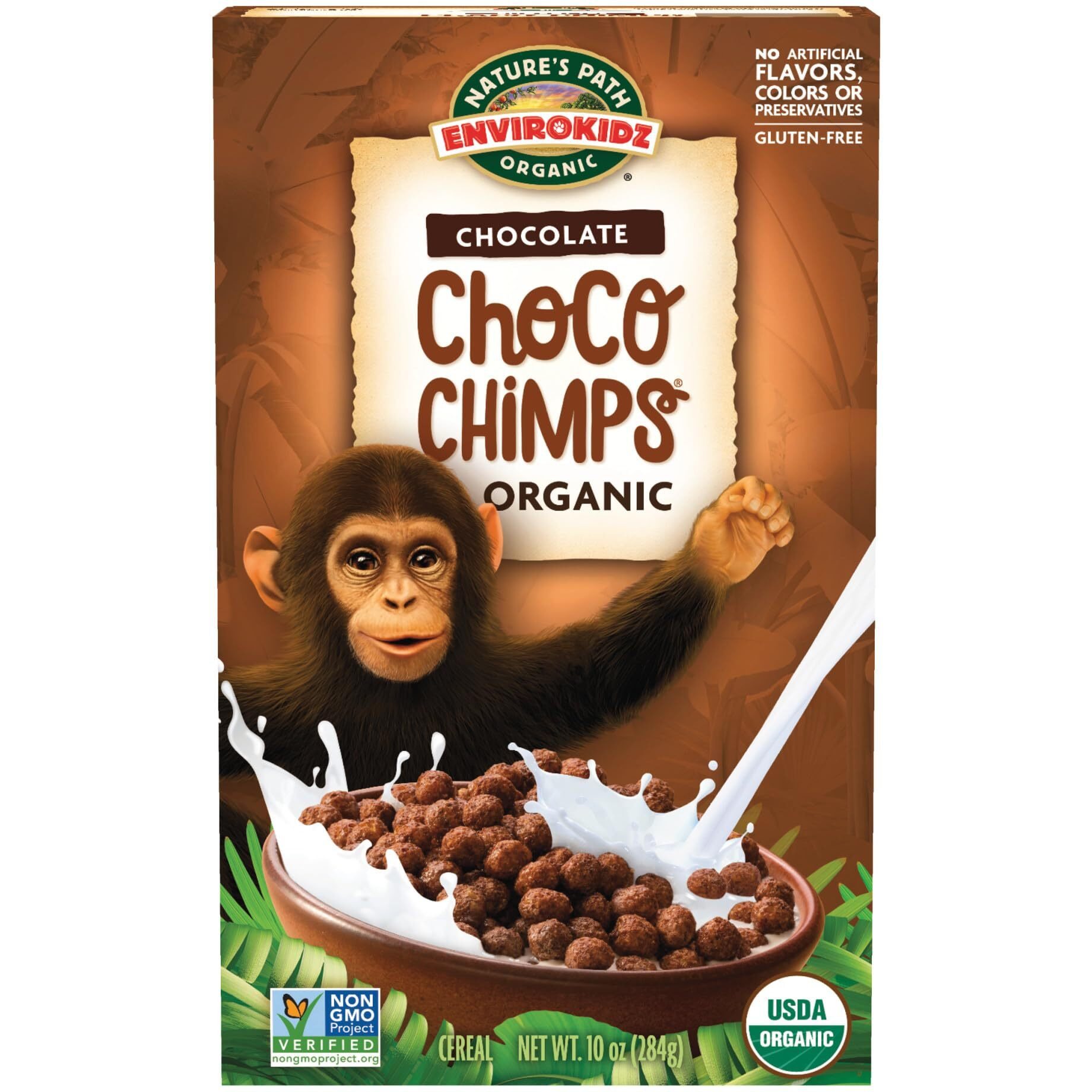 Envirokidz Organic Choco Chimps Cereal, 10 Oz (Pack Of 12), Chocolate, Gluten Free, Non-Gmo, Fair Trade, By Nature's Path