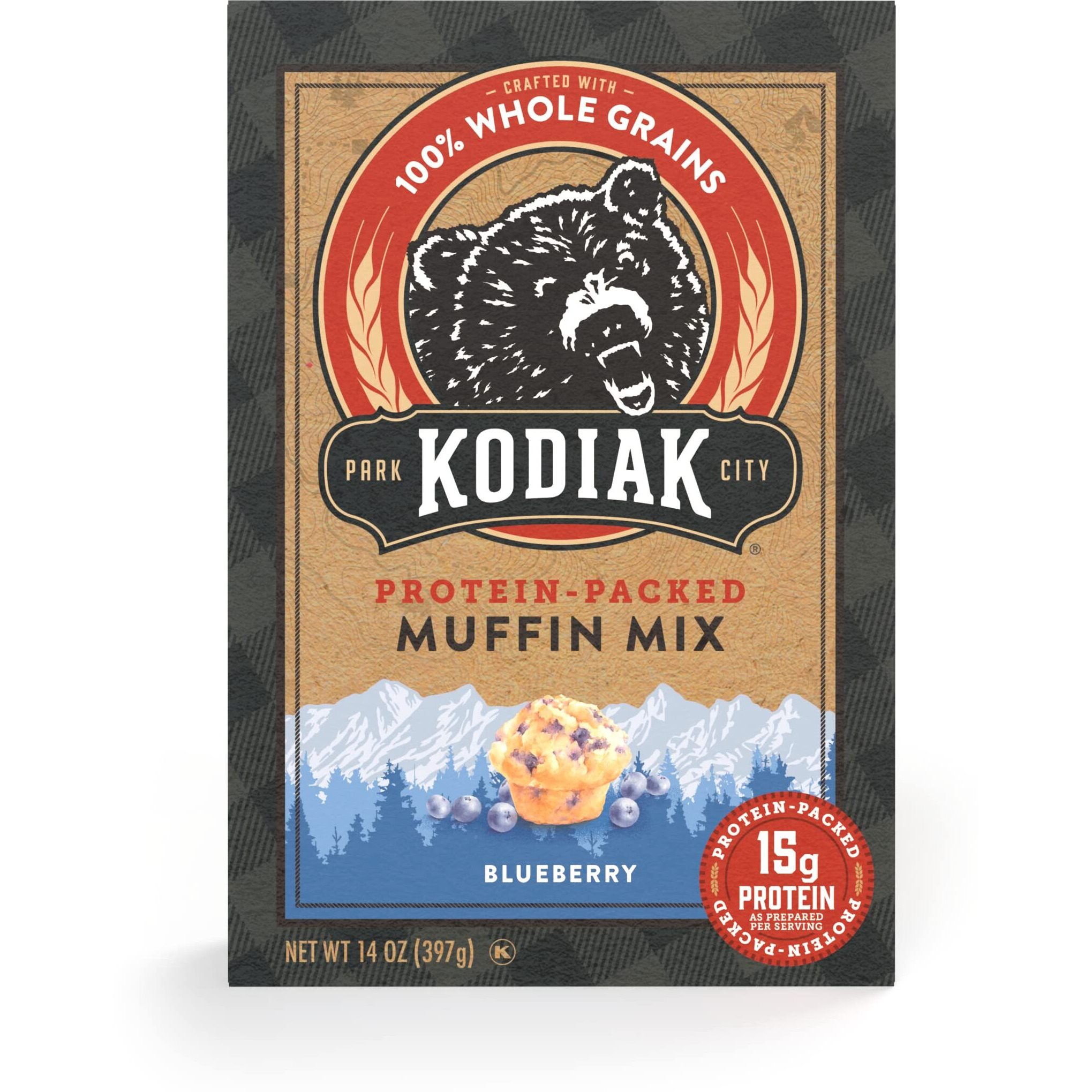 Kodiak Muffin Baking Mix, Blueberry, High Protein, 100% Whole Grains, (Pack Of 1)