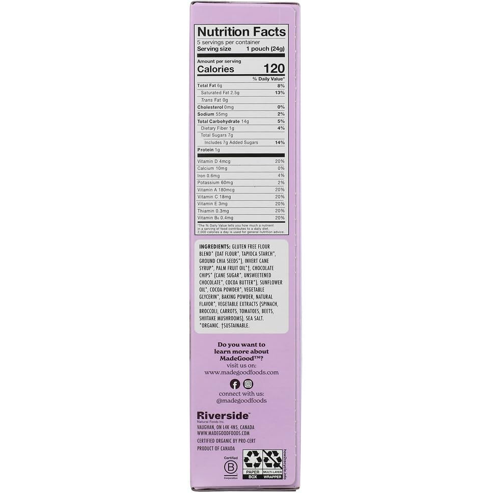 Madegood Double Chocolate Soft-Baked Cookies, 0.85Oz Each, Organic Snacks